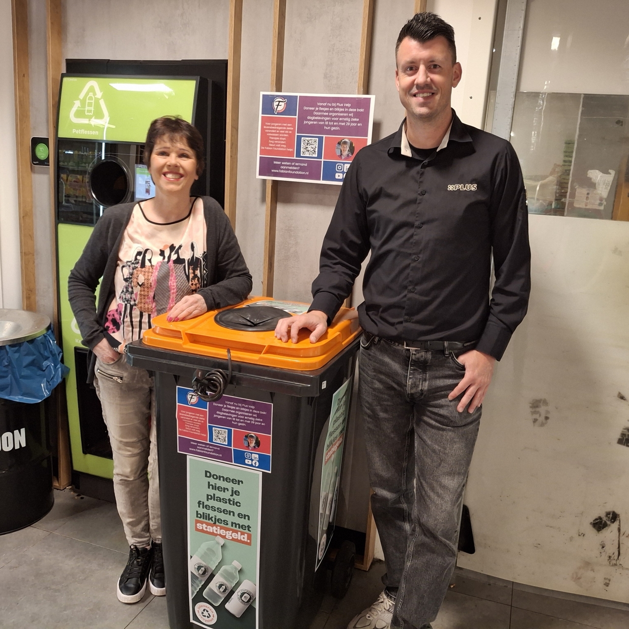 Statiegeldactie bij PLUS Velp steunt Fabian Foundation